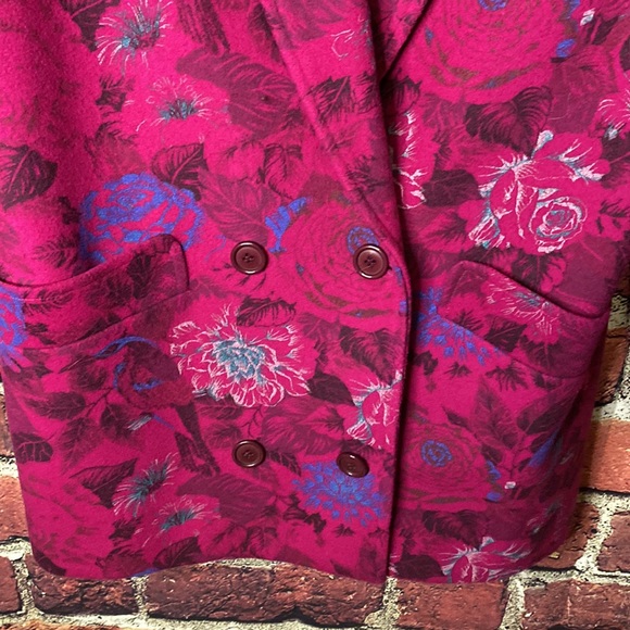 Louben Vintage Pink Floral Vibrant Blazer Size 10 - Picture 4 of 8